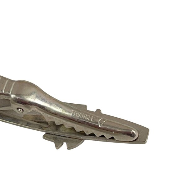 Vintage Triangle Silver Tone Cufflinks & Tie Clip Set Knight Design Mens Accesso - Picture 5 of 8